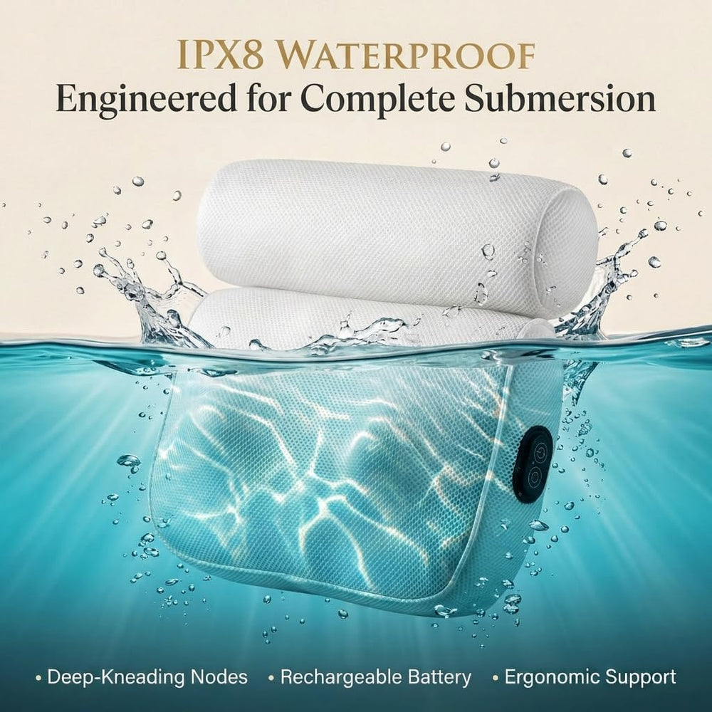 MONET Massaging Bath Pillow — Shiatsu Neck and Back Massager for Tub with 2 S...