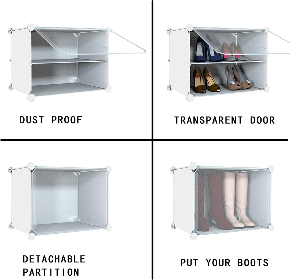 Shoe Rack Organizer, 48 Pair Shoe Storage Cabinet with Door Expandable Plasti...
