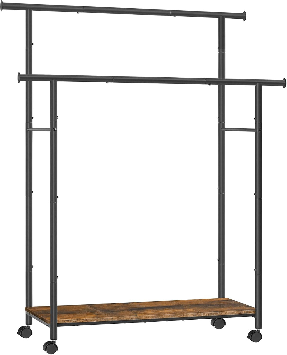 SONGMICS Clothes Rack with Wheels, Steel Garment Rack with Shelf