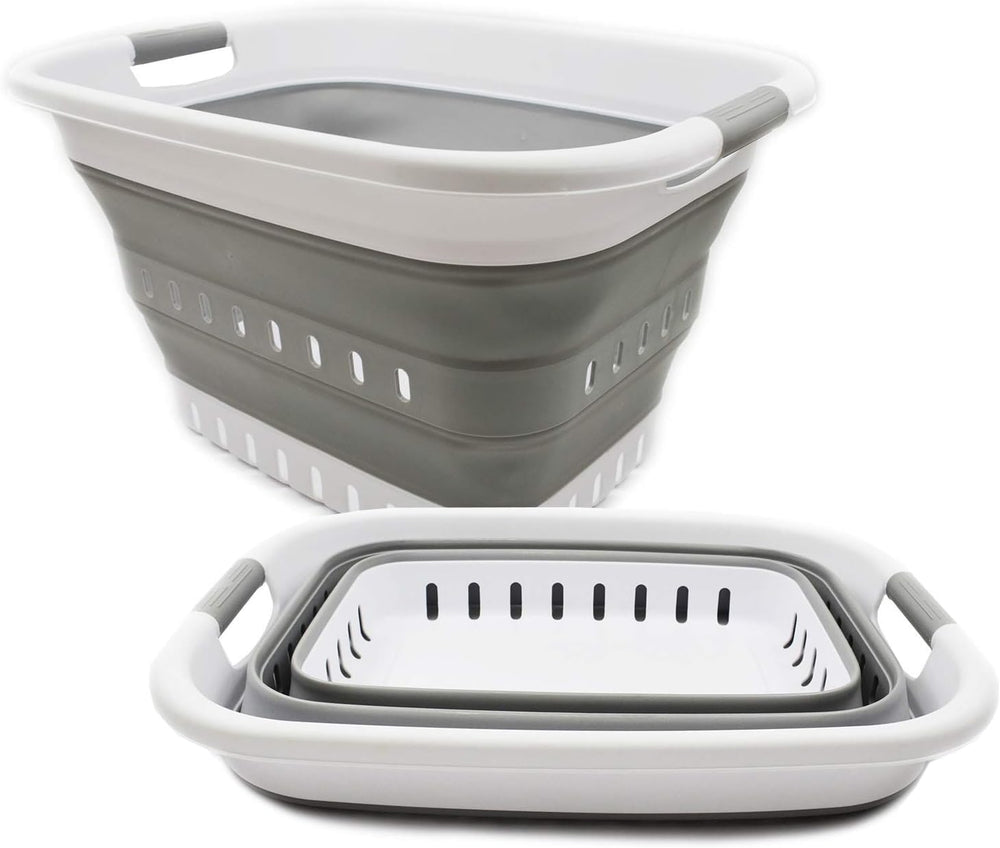 SAMMART 37L (9.77 gallon) Collapsible Plastic Laundry Basket - Foldable Pop U...