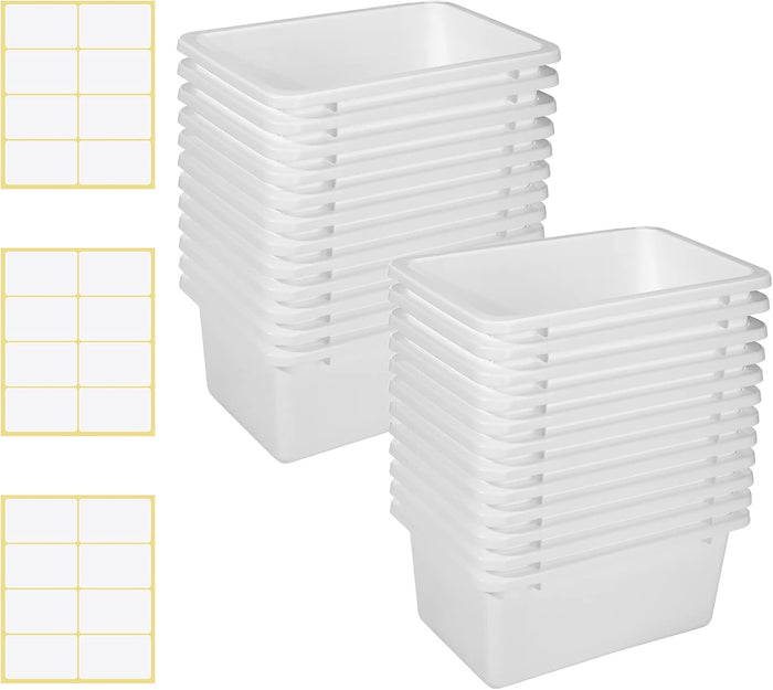 Outus 24 Pack Book Bins Classroom Cubby Storage Bins Bulk, White