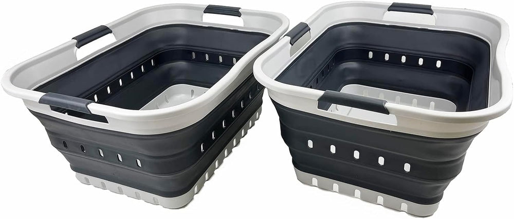 SAMMART 42L (11 gallon) Collapsible Plastic Laundry Basket - Foldable Pop Up ...
