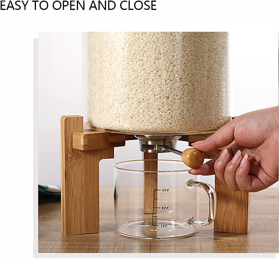 Rice Dispenser Food Dispenser Rice Bucket, Rice Storage Dry Food Dispenser Gr...