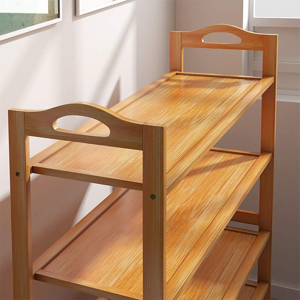 4 Tier Bamboo Shoe Rack,Shoe Organizer Free Standing Entryway Shoe Tower Shel...