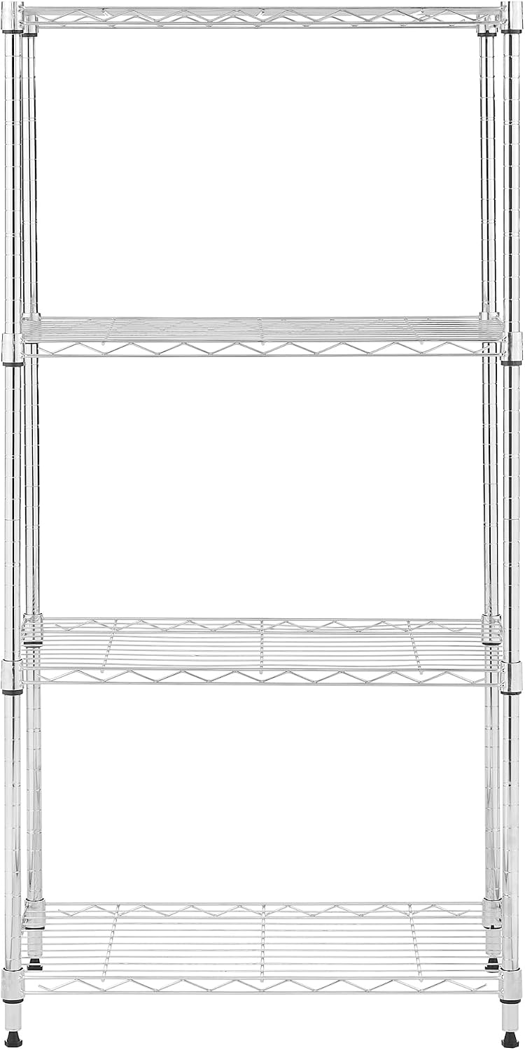 4-Tier Metal Wire Shelf, 250 lb/Shelf, Chrome, 13.5x23.3x47.5 in