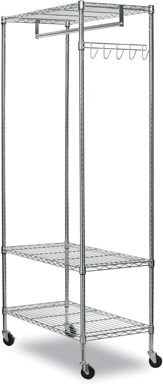 Alera Wire Shelving Garment Rack, 40 Garments, 48w X 18d X 75h, Silver