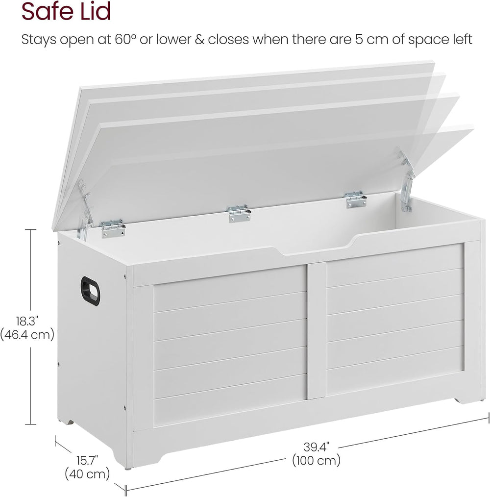 VASAGLE Storage Chest, 39.4 Inches Width Bench with 2 Safety Hinges