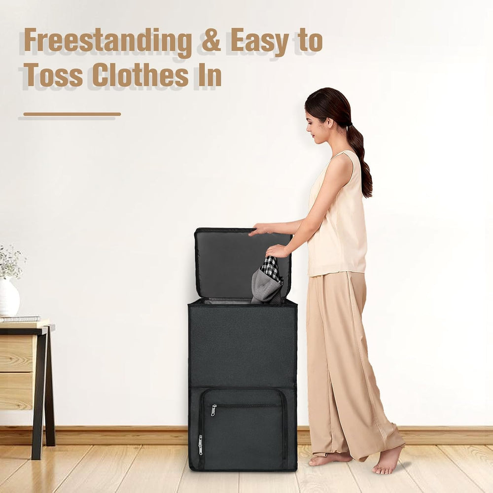 Bukere Extra Large Rolling Laundry Basket with Removable Wheels & Zipper ...