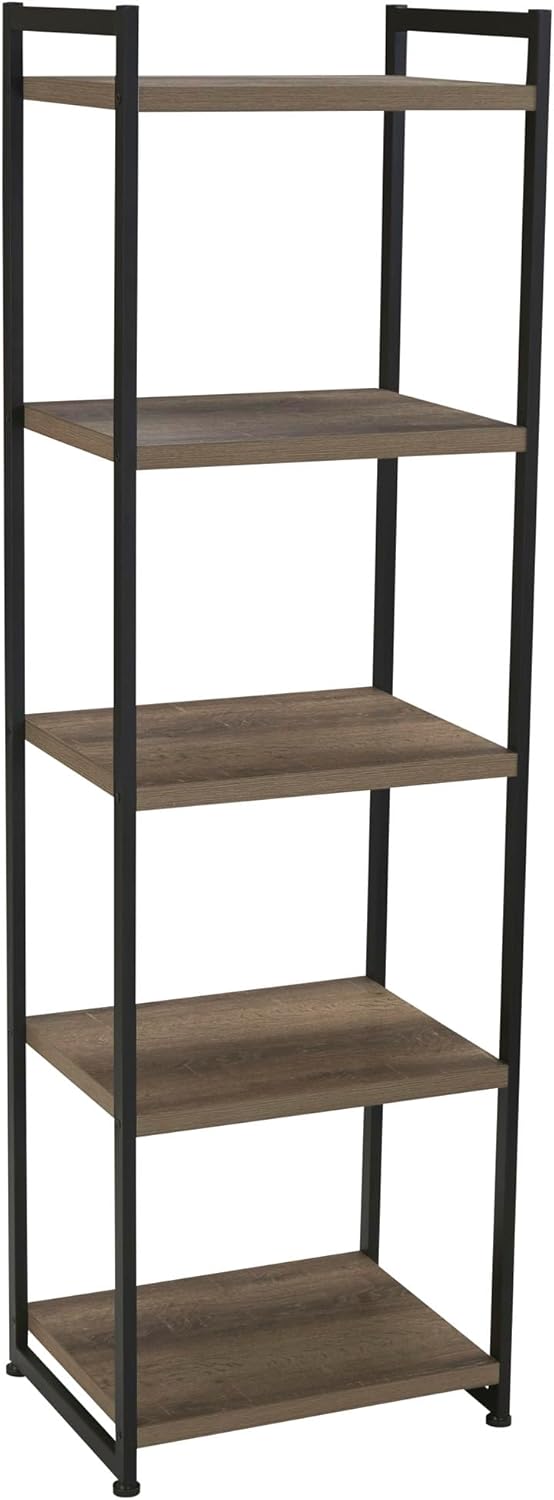 Household Essentials 5 Tier Storage Tower Metal, Grey Shelf – Black Frame, As...