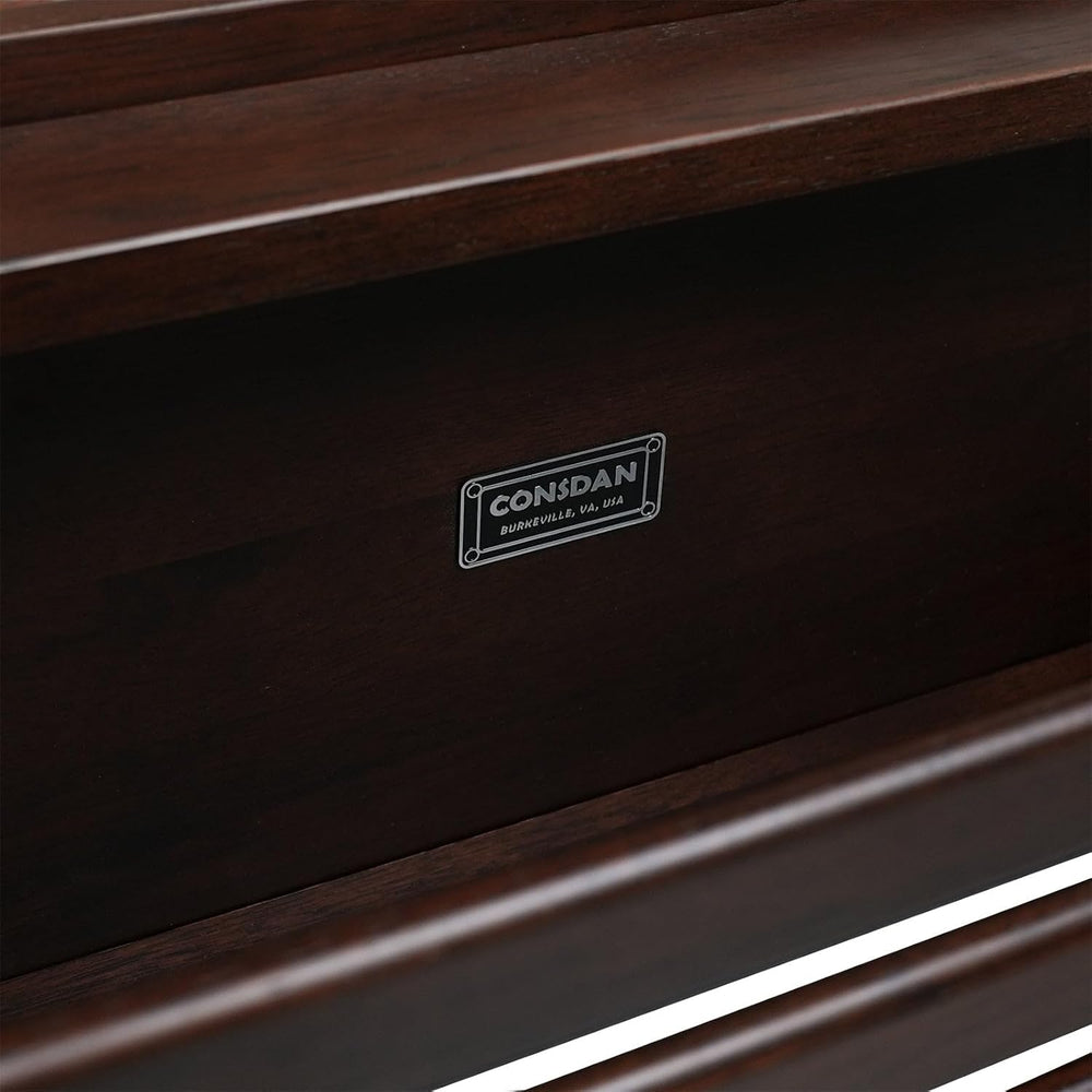 CONSDAN Wood Shoe Bench Rack, USA Grown Hickory, Entryway Bench with Shoe Sto...