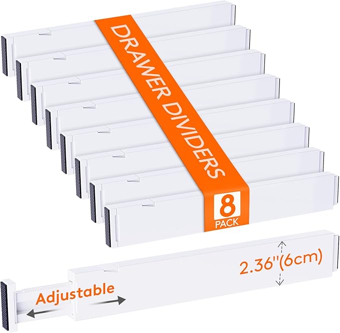 Lifewit 8 Pack Kitchen Drawer Dividers 2.36" High, Plastic Expandable