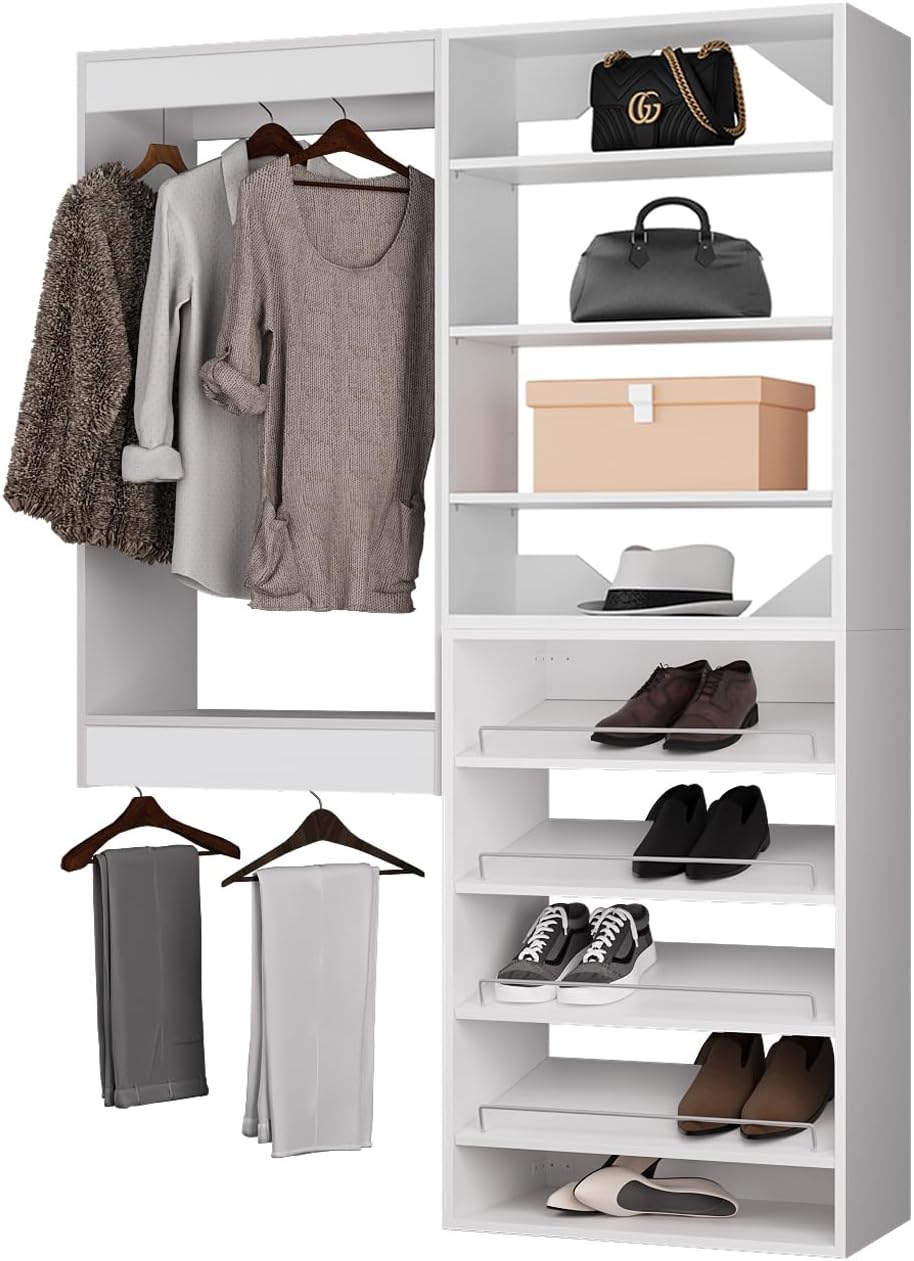 ROOMTEC Modular Closet System, 49" Wall Mounted Closet Organizer with Ha...
