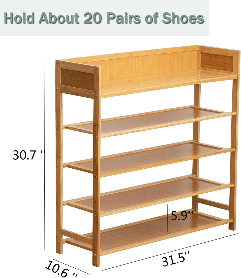 latifolia Bamboo Shoe Rack, 5-Tier Shoe Rack Organizer for Entryway, Living R...