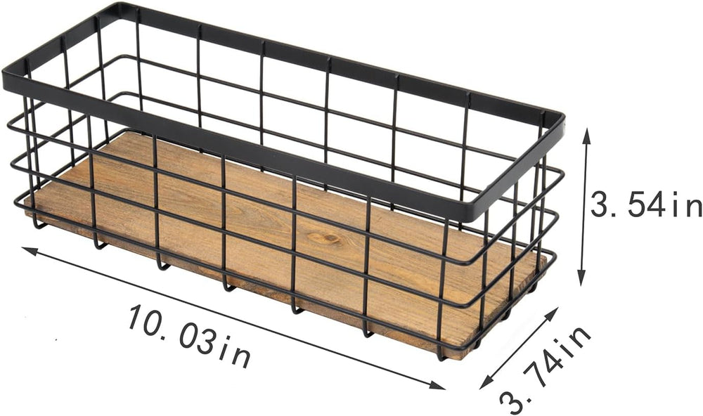 TIEYIPIN Farmhouse Small Metal Wire Storage Basket Bin, Rustic Home Storage O...