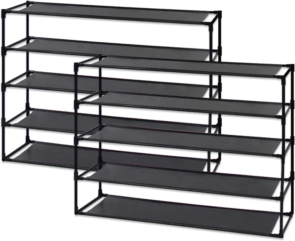 Jerry & Maggie 5 Tier Fabric Shoe Rack, 39 in W x 11 in D x 29 in H, Wate...