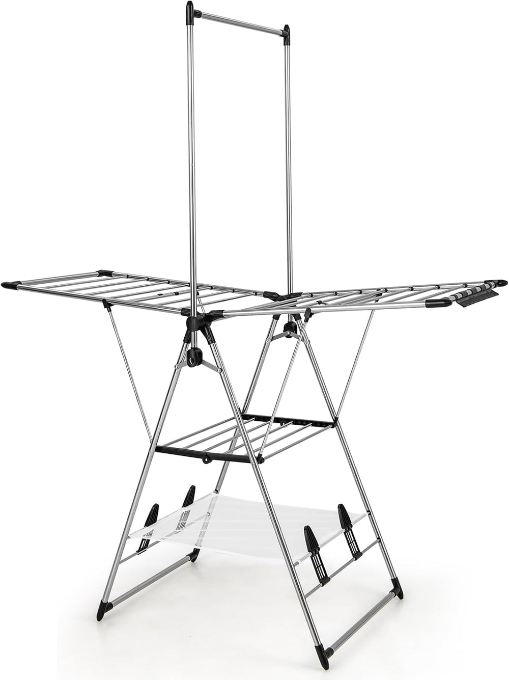 GIANTEX Foldable Clothes Drying Rack with 6-Level Adjustable Height