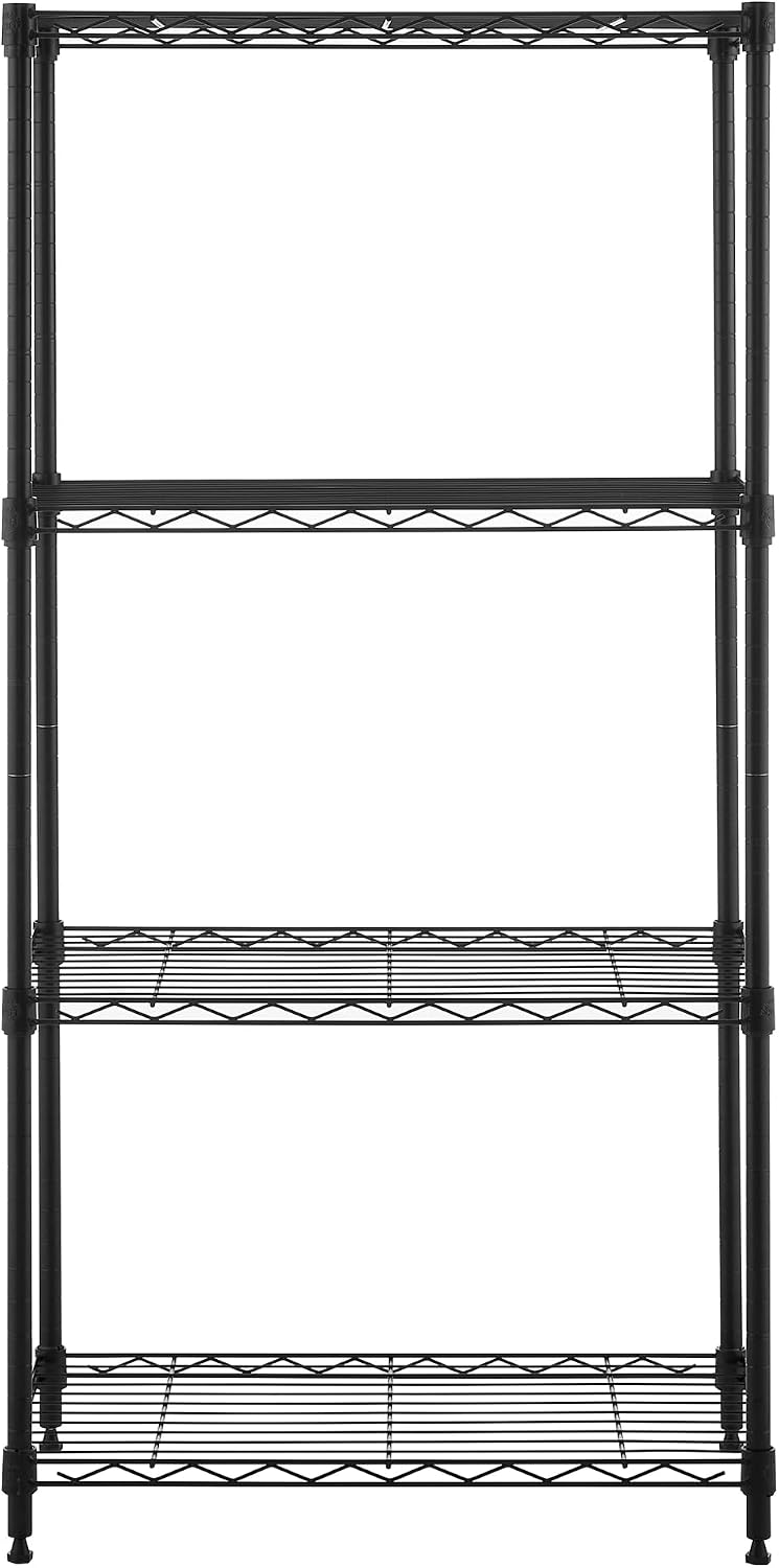4-Tier Metal Shelf, 250 lb/Shelf, NSF, Black, 14x24x47 in