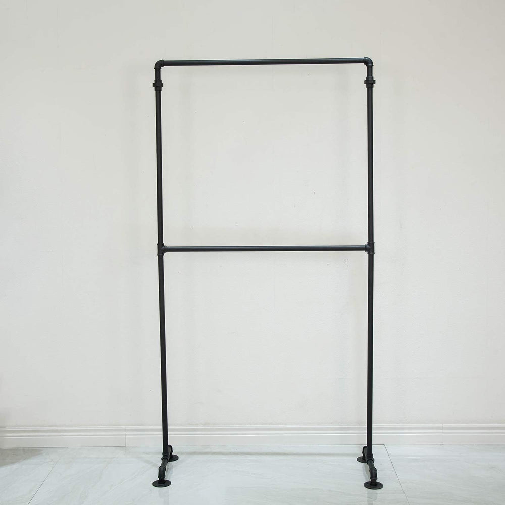 Industrial Pipe Clothing Rack 2-Tier Commercial Garment Rack Standing Display...