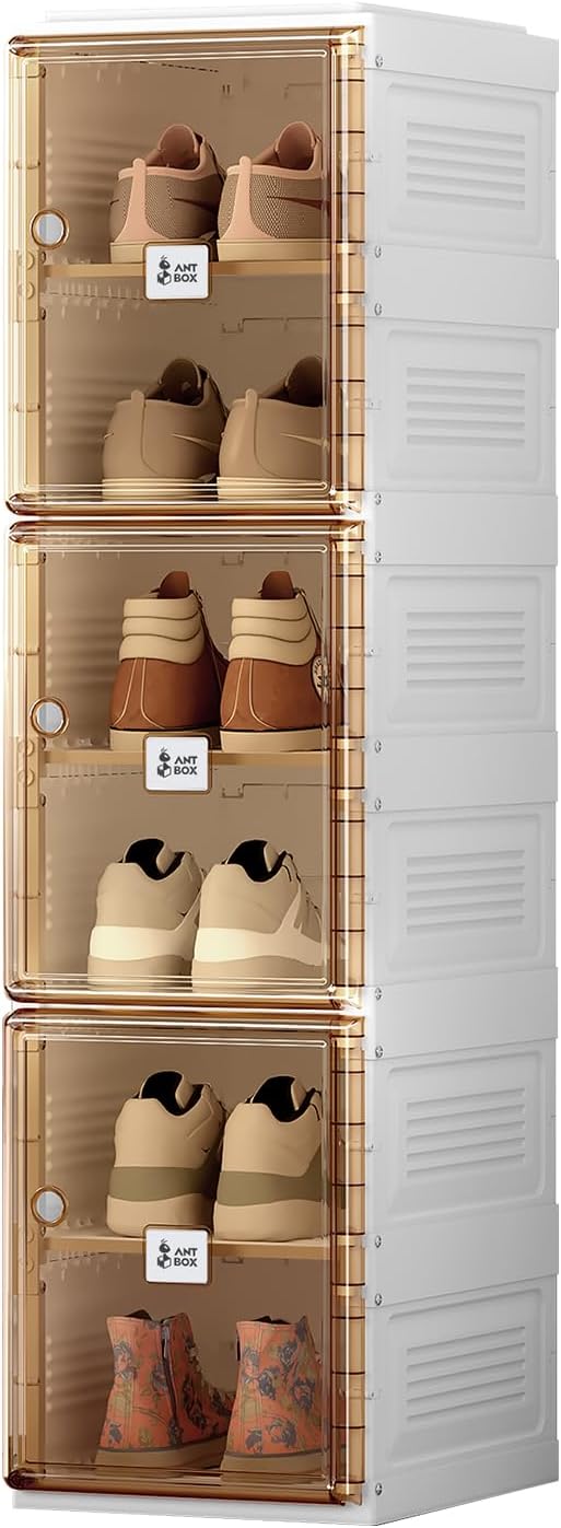 ANTBOX Shoe Organizer Storage Box, Portable Folding Shoe Rack for Closet with...
