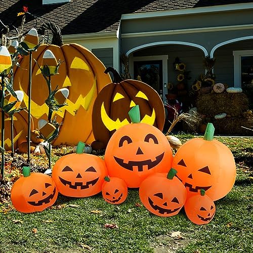 8FT Long Halloween Inflatable Pumpkin Patch Fall Inflatable Thanksgiving Infl...