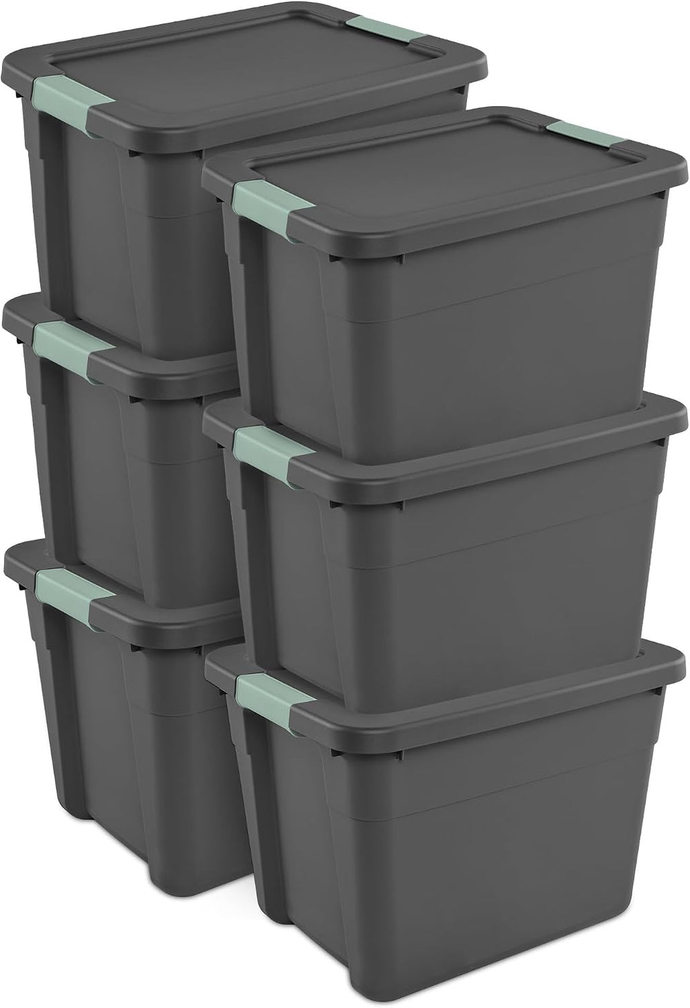 Sterilite Latch Tote Storage with Lids for Home & Office, 12 Gallon, 6-Pack