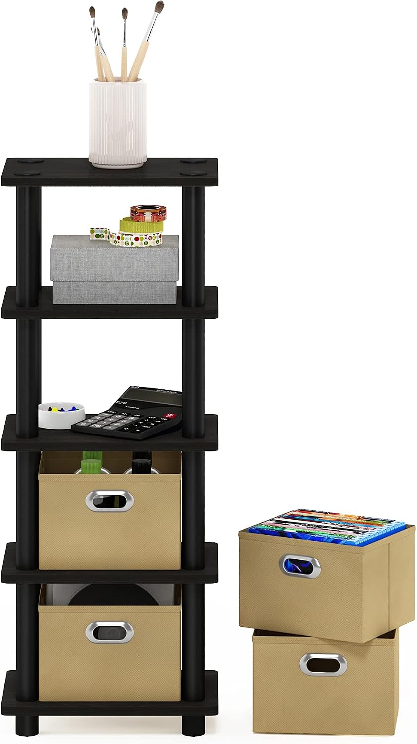 Furinno Turn-N-Tube Toolless 4-Tier Storage Shelves, Espresso