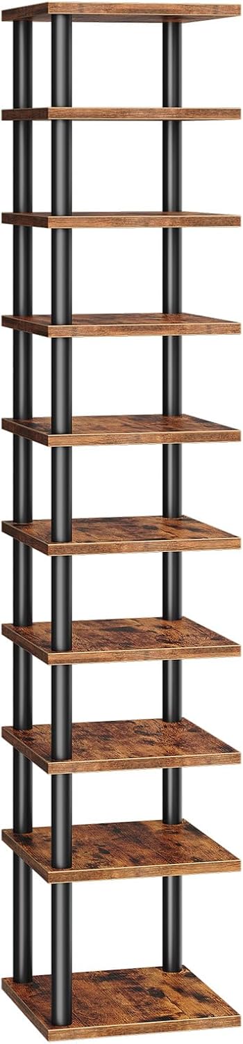 HOOBRO Vertical Shoe Rack, 10-Tier Narrow Shoe Shelf, Shoe Storage Organizer ...