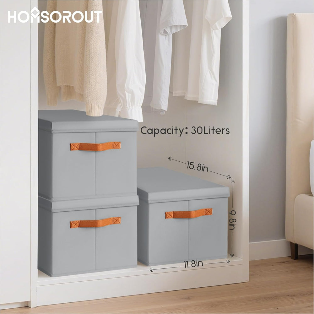 Homsorout Storage Bins with Lids - Large Fabric Closet Bins with Lid, 5 Pack ...