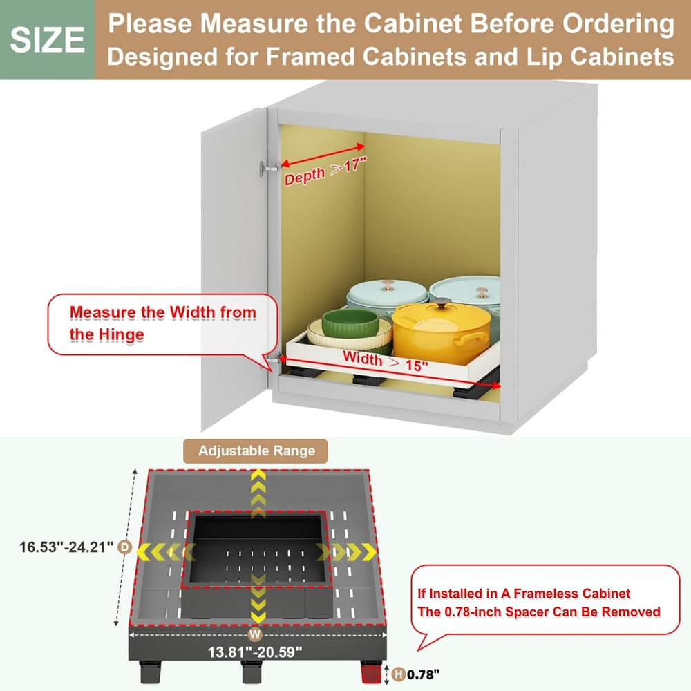 Pull out Cabinet Organizer,15"-21"W,17"-24"D,Expandable,A...