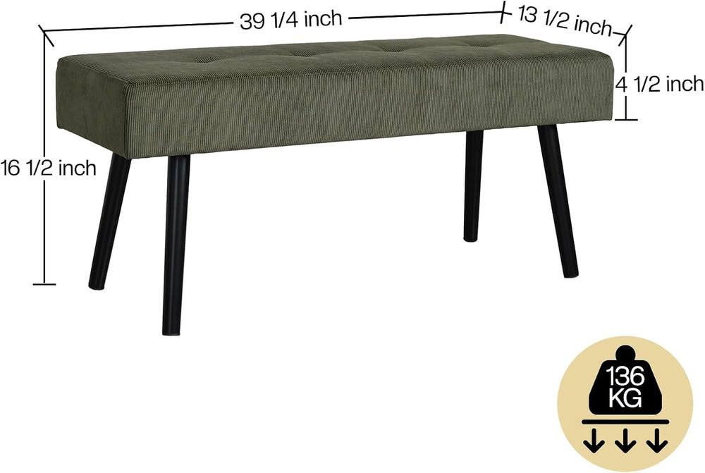 Comfy to go Entryway Bench - Green Bench for Bedroom, Modern Ottoman End of B...