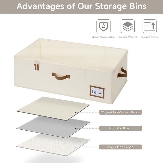 StorageWorks Under Bed Storage Bins, 90L Clothes Organizer