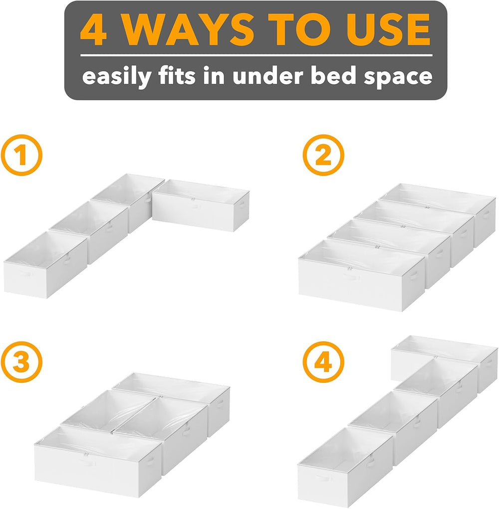 SpaceAid 4 Pack 10" High Under Bed Storage Containers, Large Underbed St...