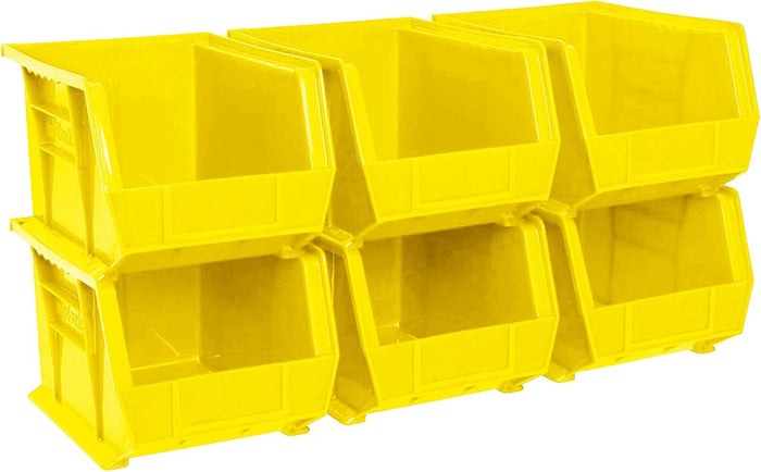 Akro-Mils 30239 AkroBins Plastic Storage Bins, 11"x8"x7", Yellow, 6-Pack
