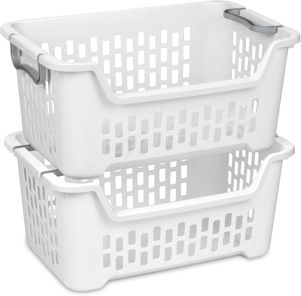 Sterilite Stacking Laundry Basket, Plastic Clothes Hamper, 6 Pack
