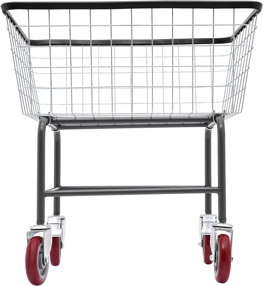 Laundry Cart,Steel Wire Laundry Cart,Laundry Basket With Wheels,Heavy Duty Co...