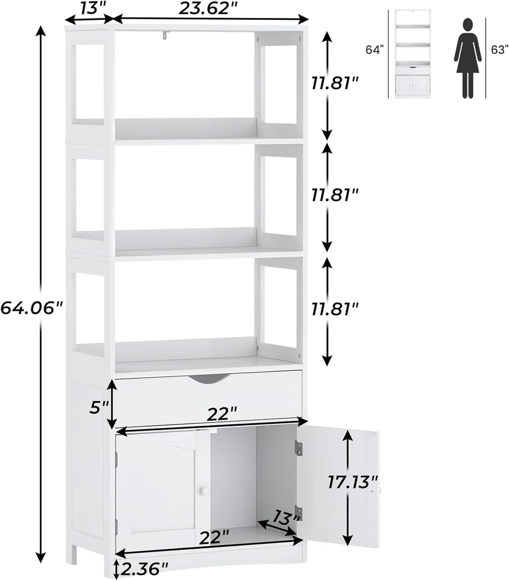 DICTAC Kitchen Pantry Storage Cabinets Freestanding Tall Bathroom Cabinet wit...