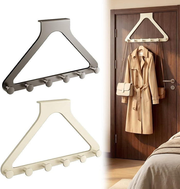 KAMOJI Over-the-Door Hanger Organizer, 2026 New Over The Doors Towel Racks for Bathroom, Upgrade No-Drill Heavy Duty Storage Organizer Modern Over Door Hook Hanging Clothes, Hats (Khaki+Beige)