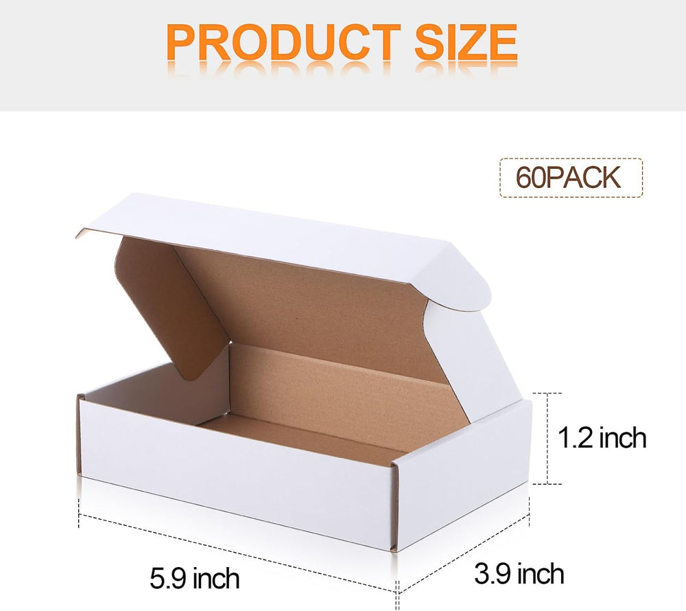 Qilery 60 Pcs 9 x 6 x 2 Inches Shipping Boxes White Mailer Boxes