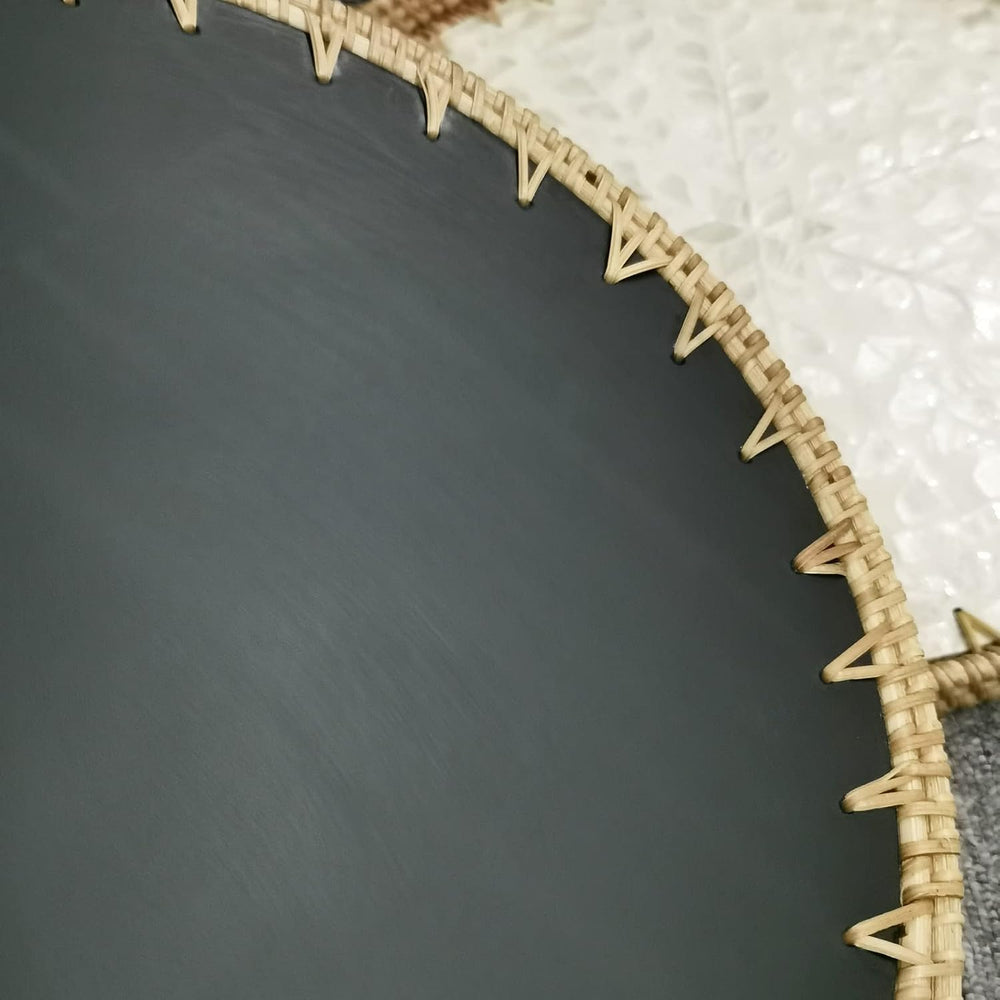 i-lan 16" Rattan & Mother of Pearl Serving Tray with 1.2" Raise...