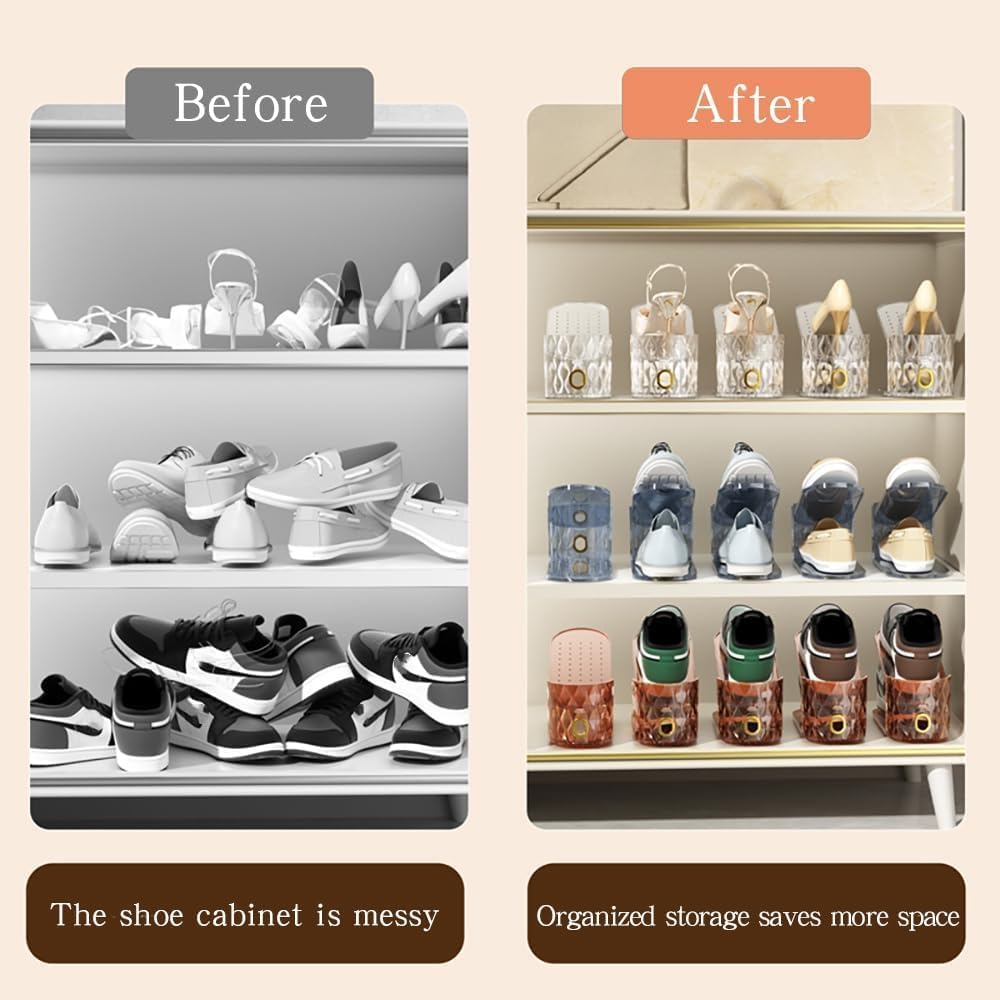 Shoe Slots Organizer, 15 Pack - Adjustable Shoe Stacker for Closet Storage, C...
