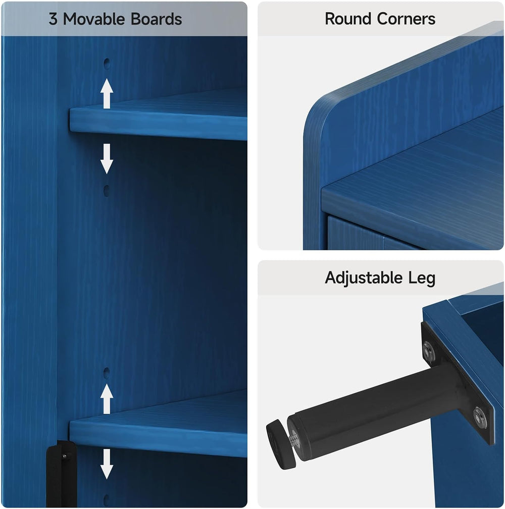 ComfyCorner Shoe Cabinet with Cross Molding Doors, 6-Tier Storage, Blue