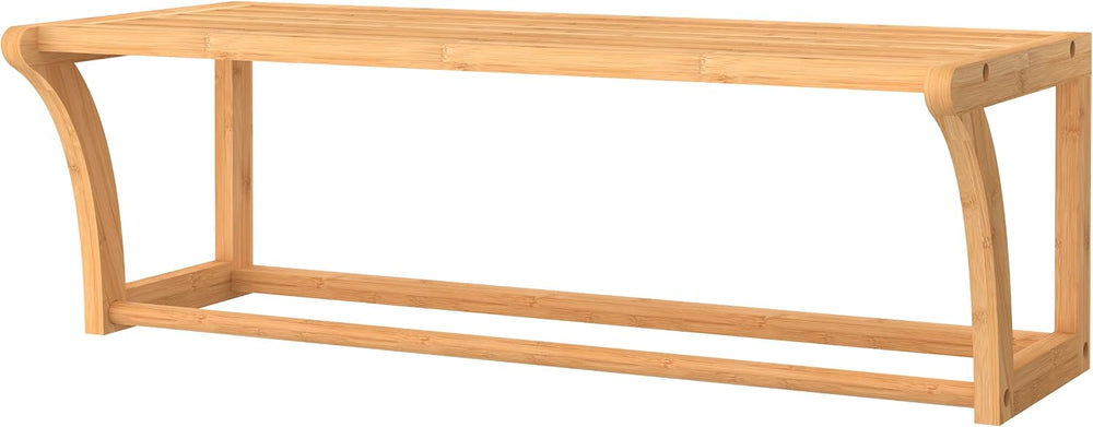ClosetMaid Bamboo Wall Shelf with Towel Bar, Wall Mount Storage Shelves, Orga...