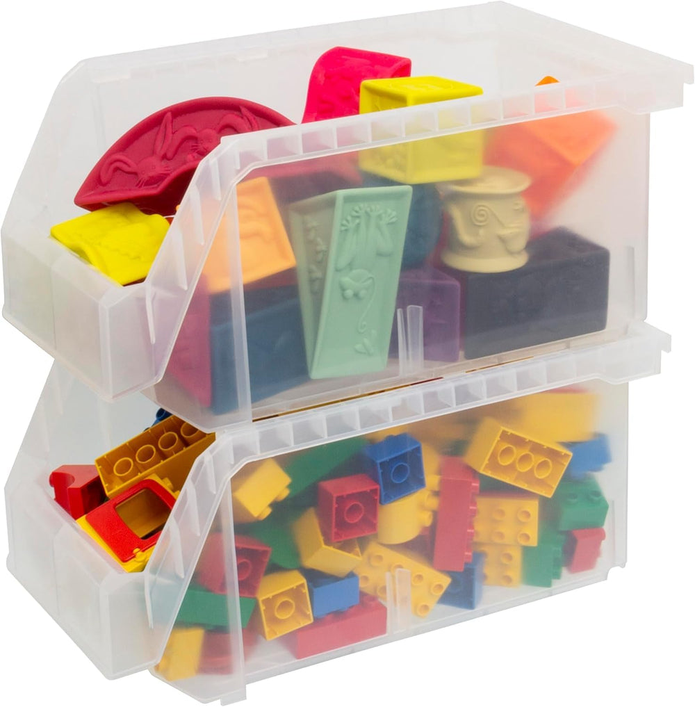 ReadySpace Large Stackable Plastic Storage Bins, 6-Pack, Clear