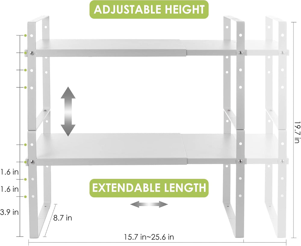 Expandable Cabinet Shelf Organizer Rack, Stackable Kitchen Counter Storage Sh...