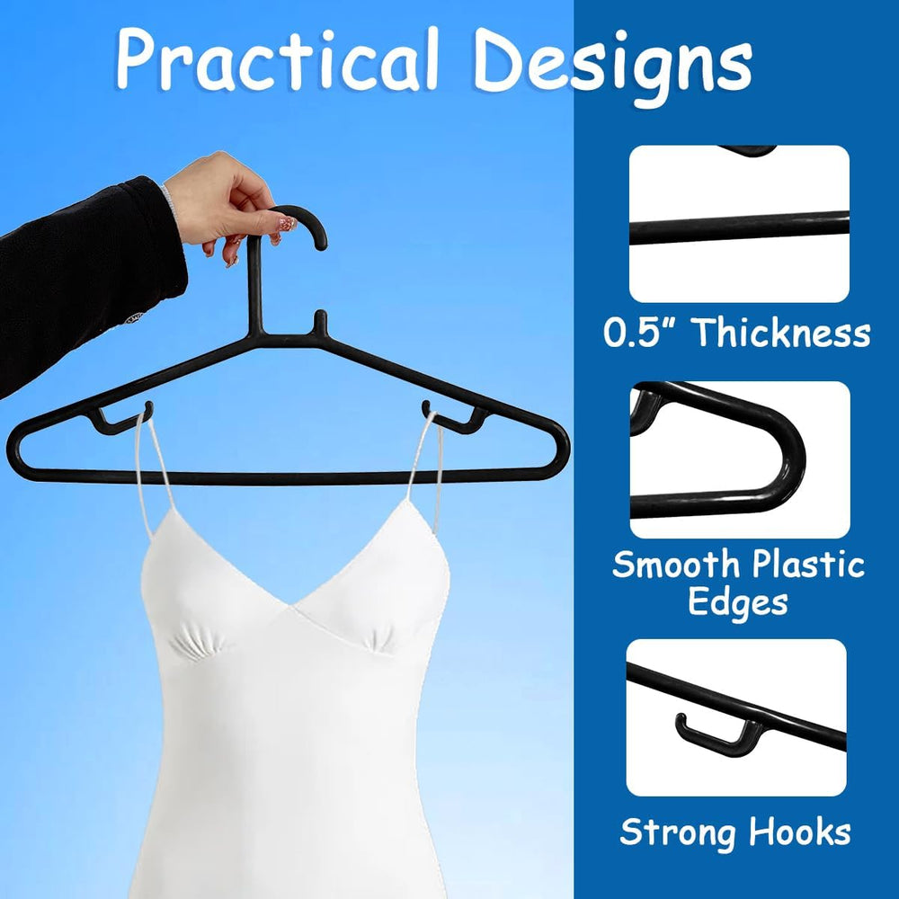 KNM Extra Wide 19 Inch Hangers for Plus Size Clothes, Black, 20 Pack