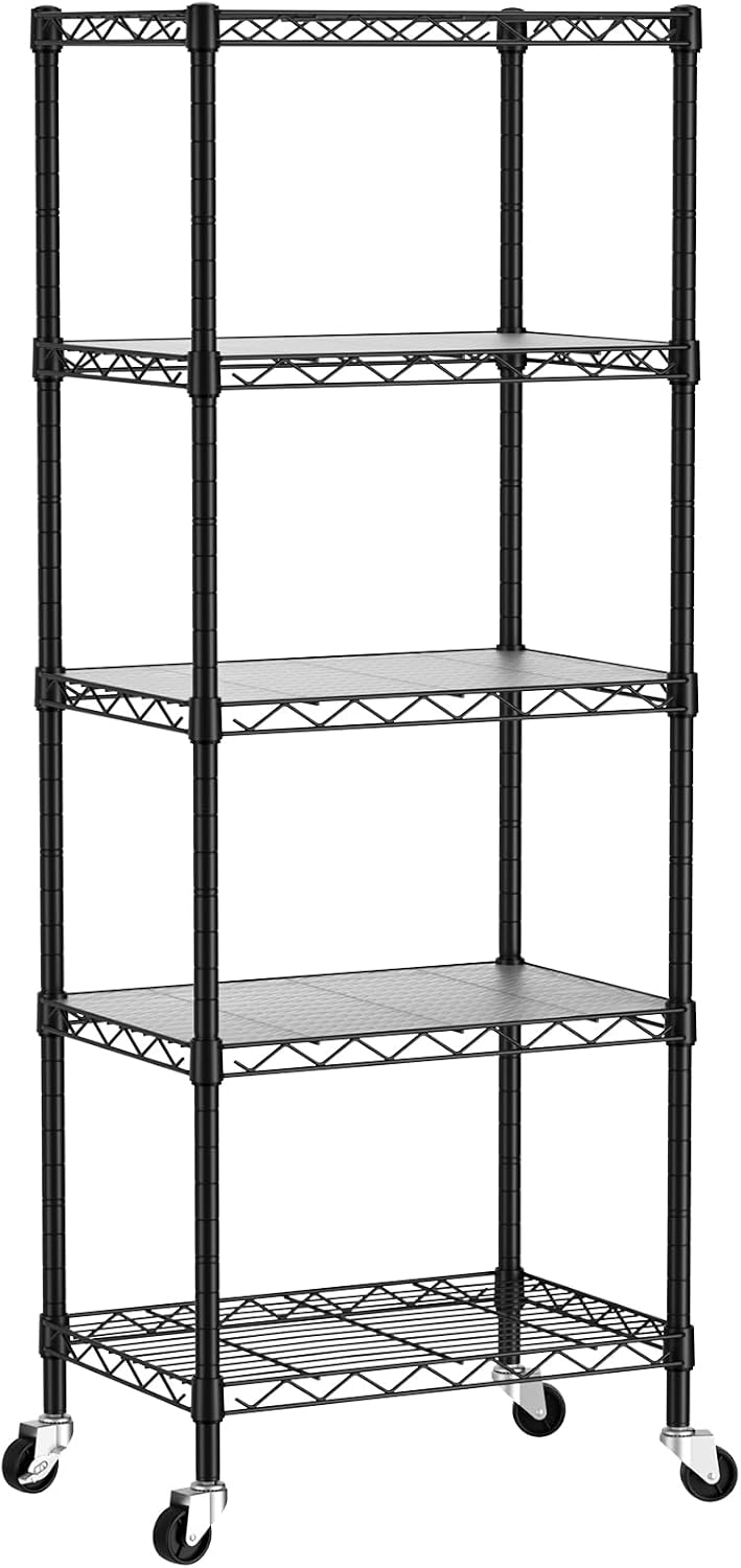 SINGAYE Small Wire 5 Adjustable Shelves Pantry Metal Shelf Floor Organizer