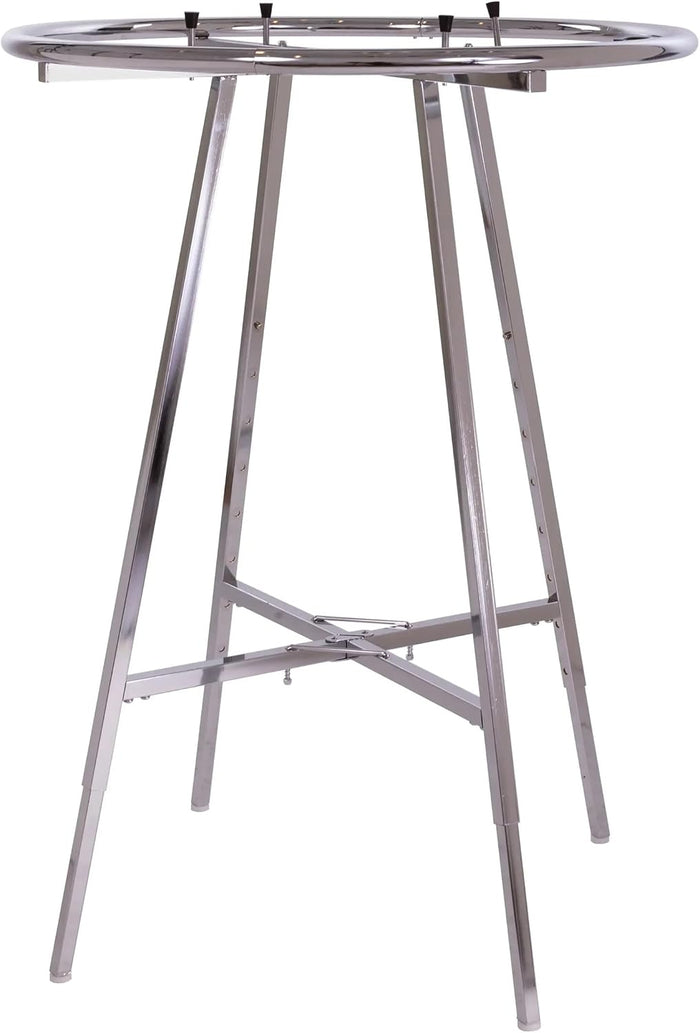 Econoco 36in Round Folding Garment Rack, Adjustable 48–66in H, Chrome
