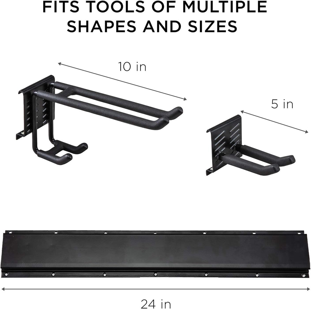 Tool Storage Rack, 8 Piece Garage Organizer, Metal, Wall mounted, Holder for ...