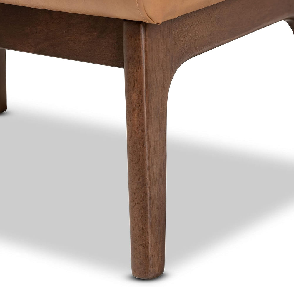 Baxton Studio Bianca Mid-Century Modern Walnut Brown Finished Wood and Tan Fa...