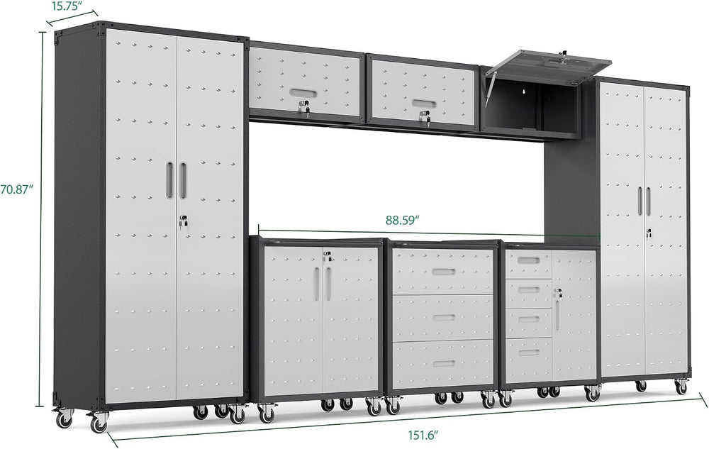Garage Cabinet System | Heavy Duty Steel All-in-One Modular Garage Cabinet Se...